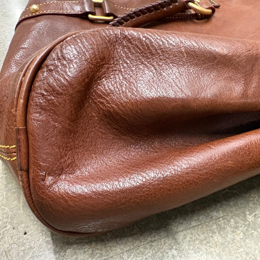 Dooney & Bourke Large Florentine Leather Satchel Chestnut Tassel Strap - Picture 16 of 16